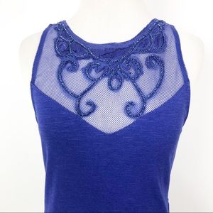 FREE PEOPLE Blue Bodycon Dress Beaded Cutout Small